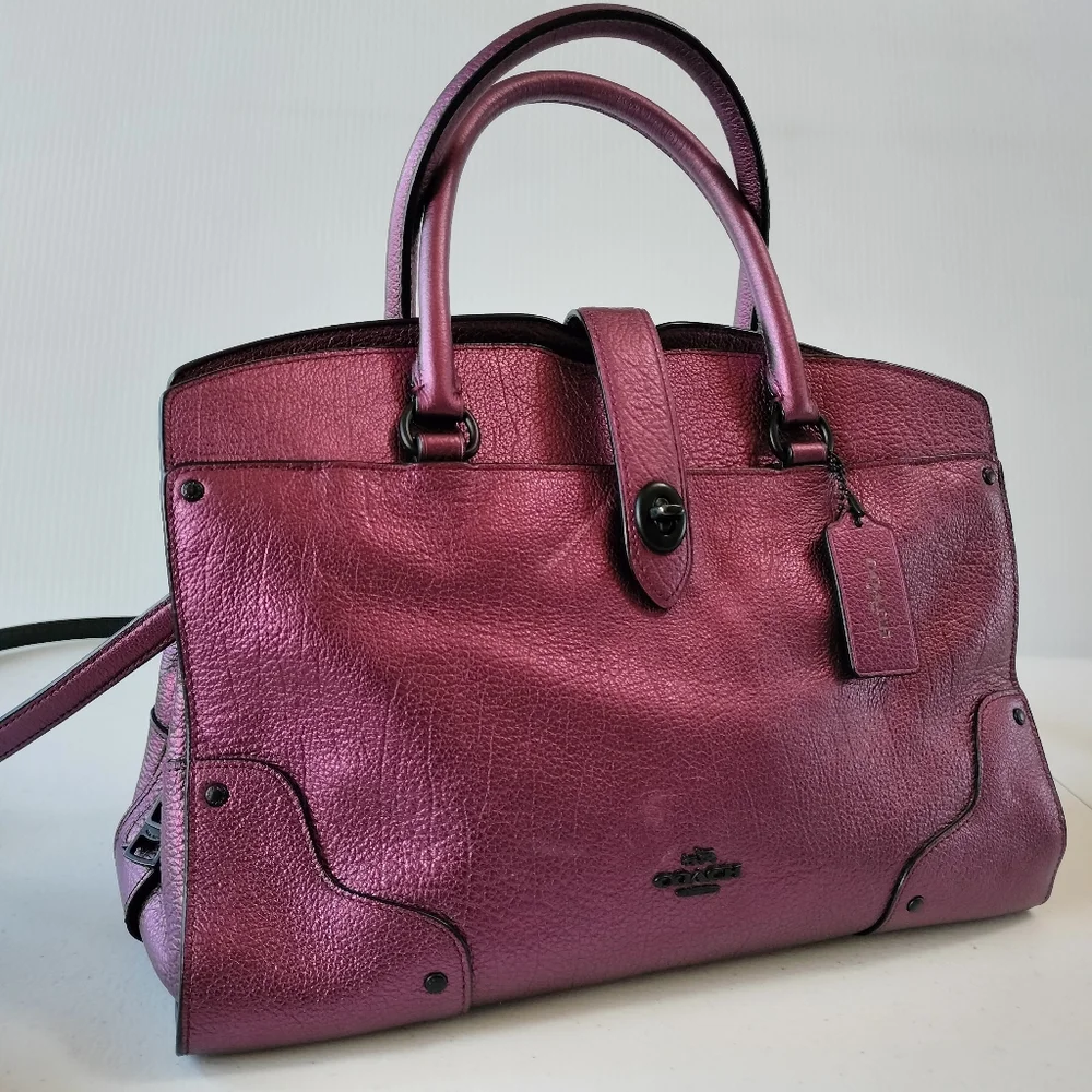 Coach Purple Leather Satchel - Picture 2 of 16